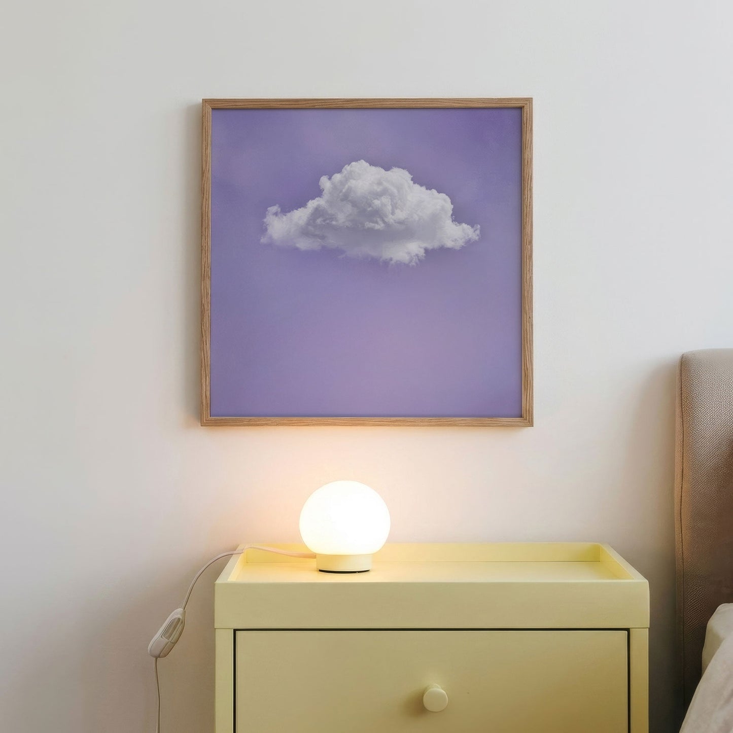 Fluffy Cloud · Purple, Square, Framed Art
