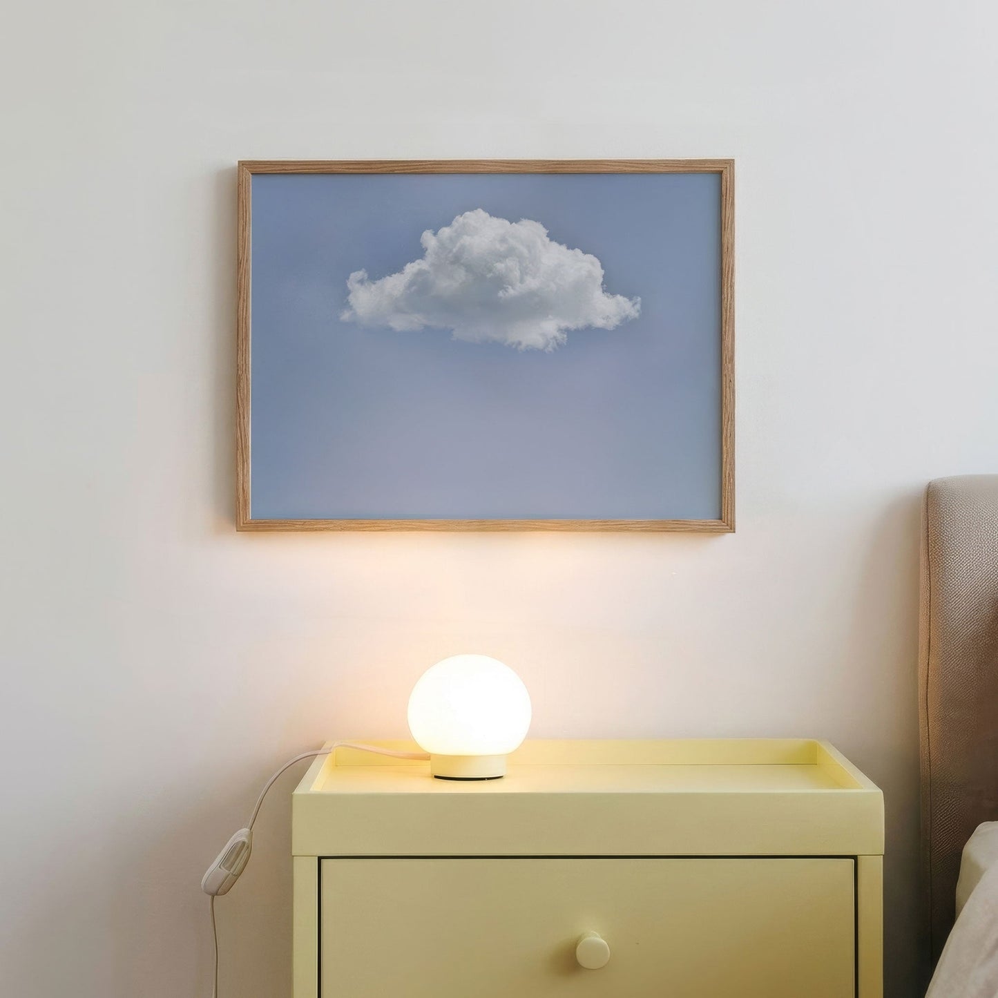 Fluffy Cloud · Sky Blue, Horizontal, Framed Art