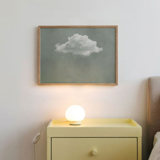 Fluffy Cloud · Sage Green, Horizontal, Framed Art