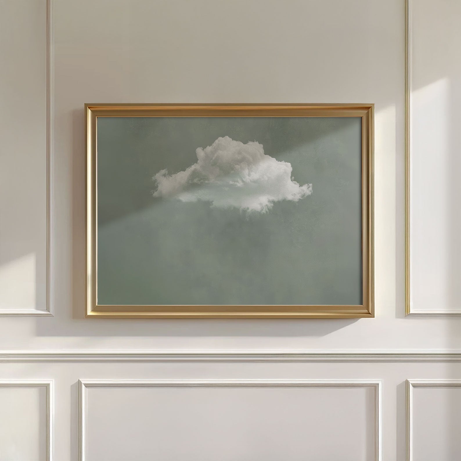 Fluffy Cloud · Sage Green, Horizontal, Wall Art
