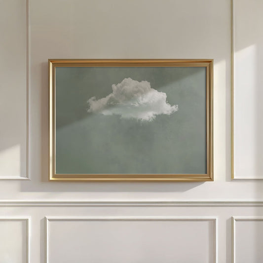 Fluffy Cloud · Sage Green, Horizontal, Wall Art