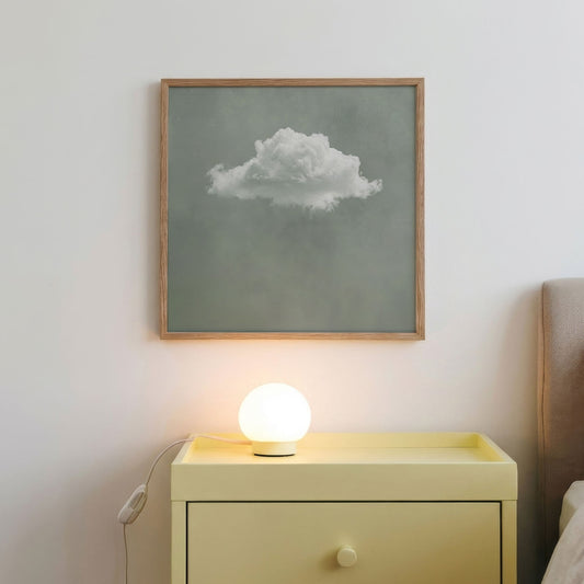 Fluffy Cloud · Sage Green, Square, Framed Art