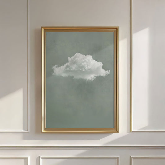 Fluffy Cloud · Sage Green, Vertical, Wall Art