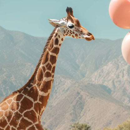 Extreme Close Up Detail Of Giraffe And Balloons