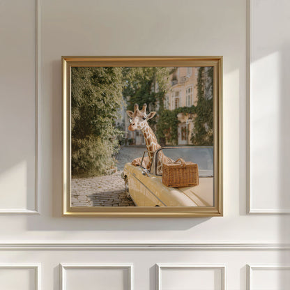 Giraffe And Butterfly, Square, Wall Art
