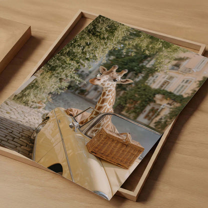 Giraffe And Butterfly, Vertical, Art Print