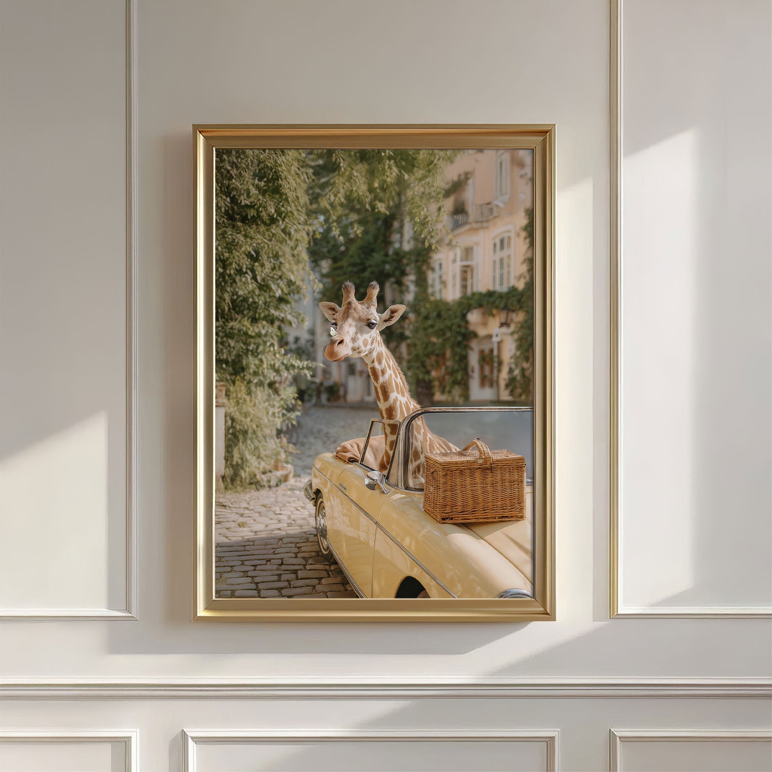 Giraffe And Butterfly, Vertical, Wall Art