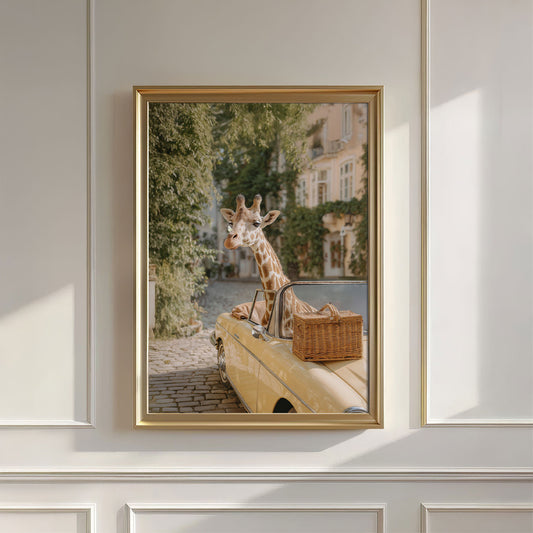 Giraffe And Butterfly, Vertical, Wall Art