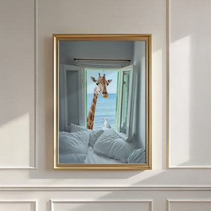 Giraffe And Seagull I, Vertical, Wall Art