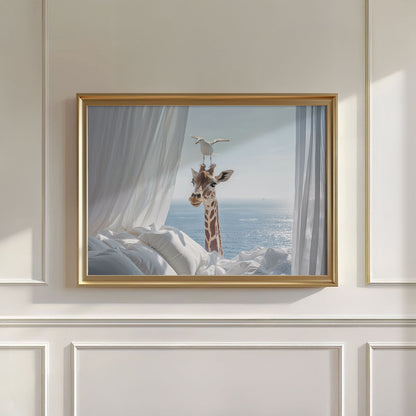 Giraffe And Seagull, Horizontal, Wall Art