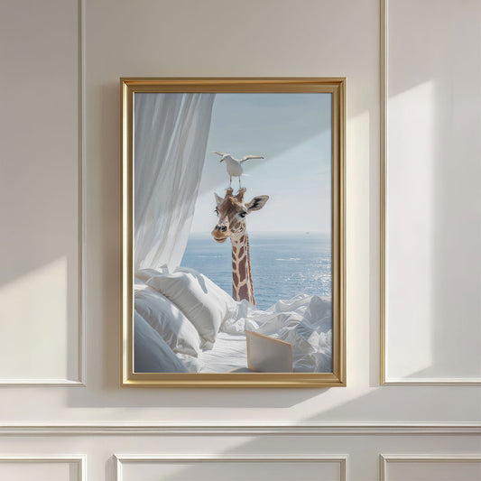 Giraffe And Seagull, Vertical, Wall Art