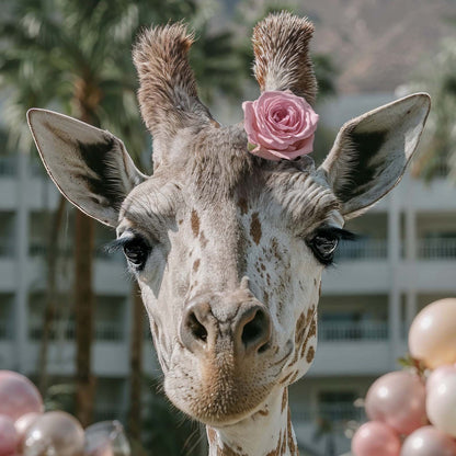 Extreme Close Up Detail Of Giraffe By The Pool
