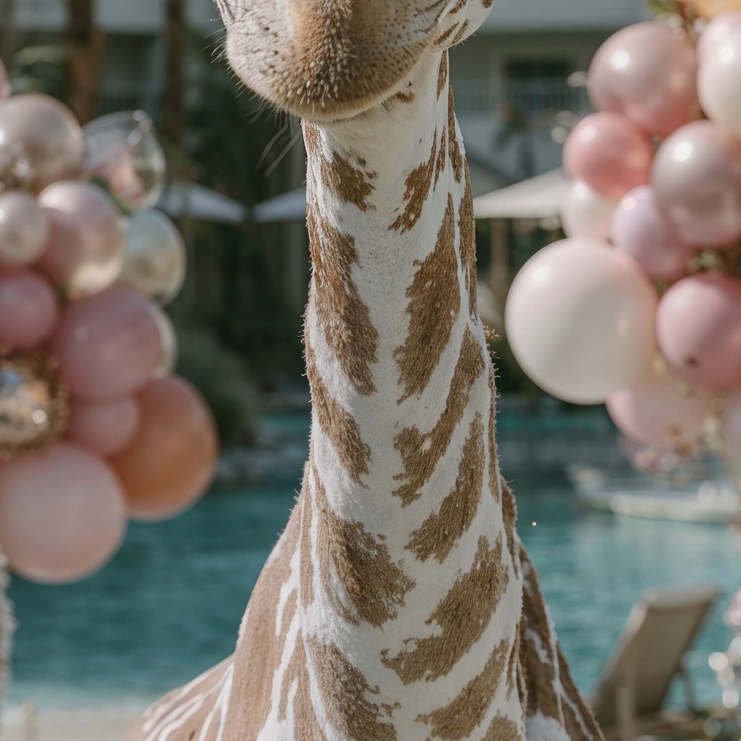 High Resolution Art Texture Of Giraffe By The Pool