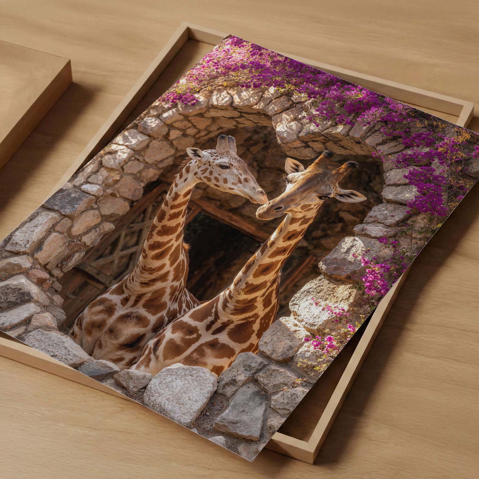 Giraffe Duo, Vertical, Art Print