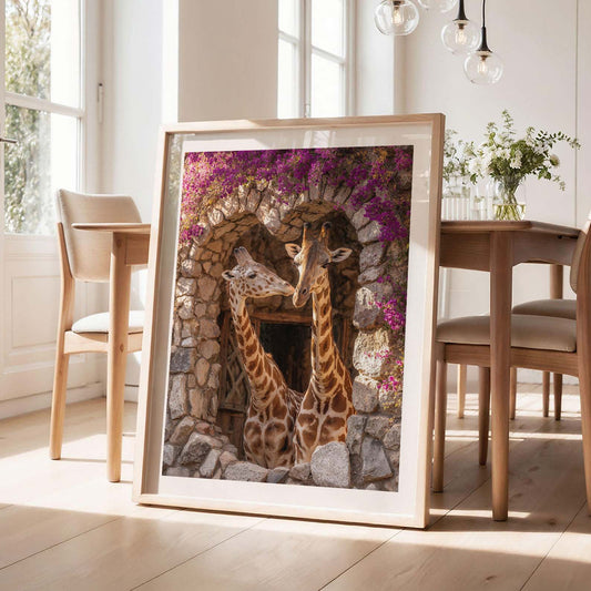 Giraffe Duo, Vertical, Framed Art