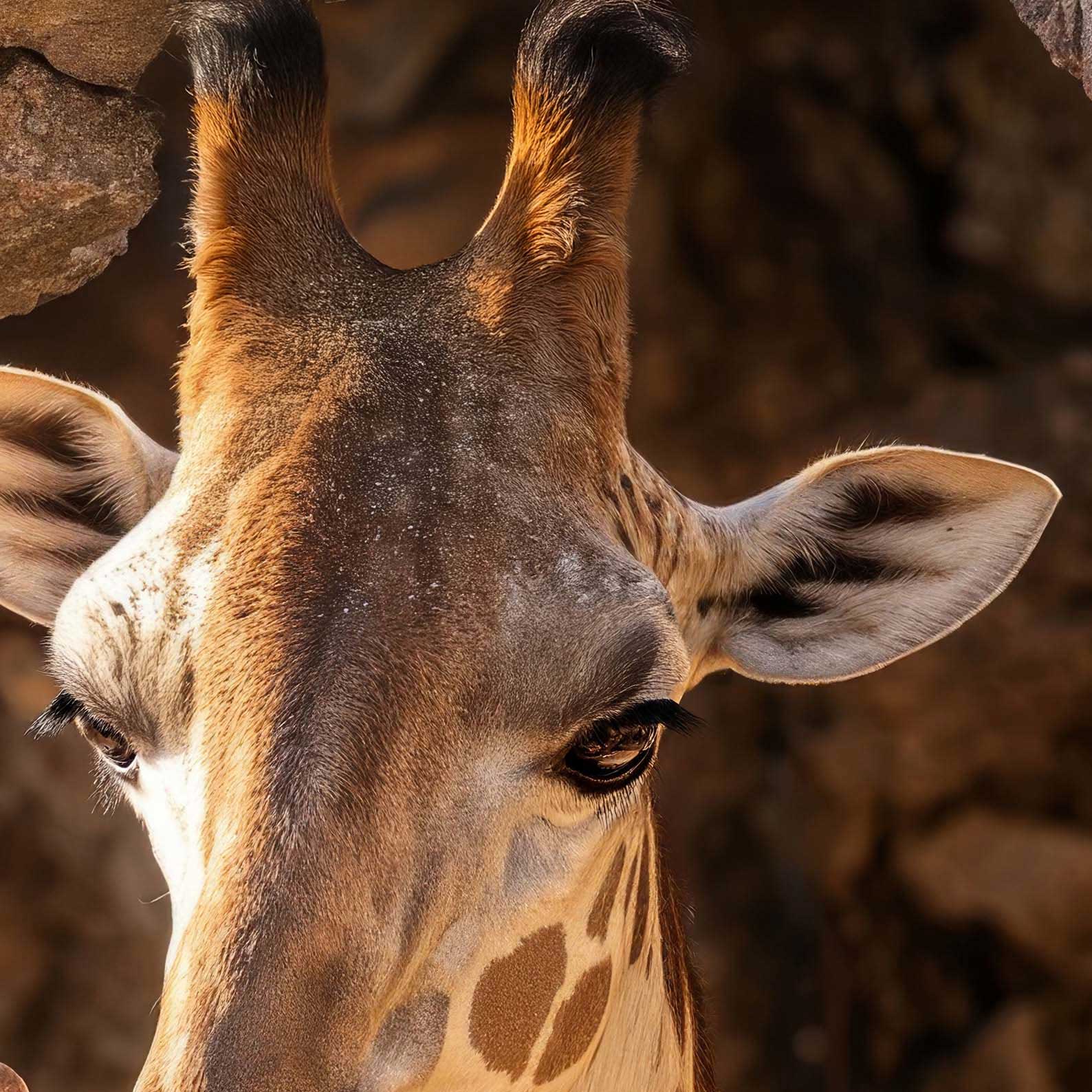 Extreme Close Up Detail Of Giraffe Duo