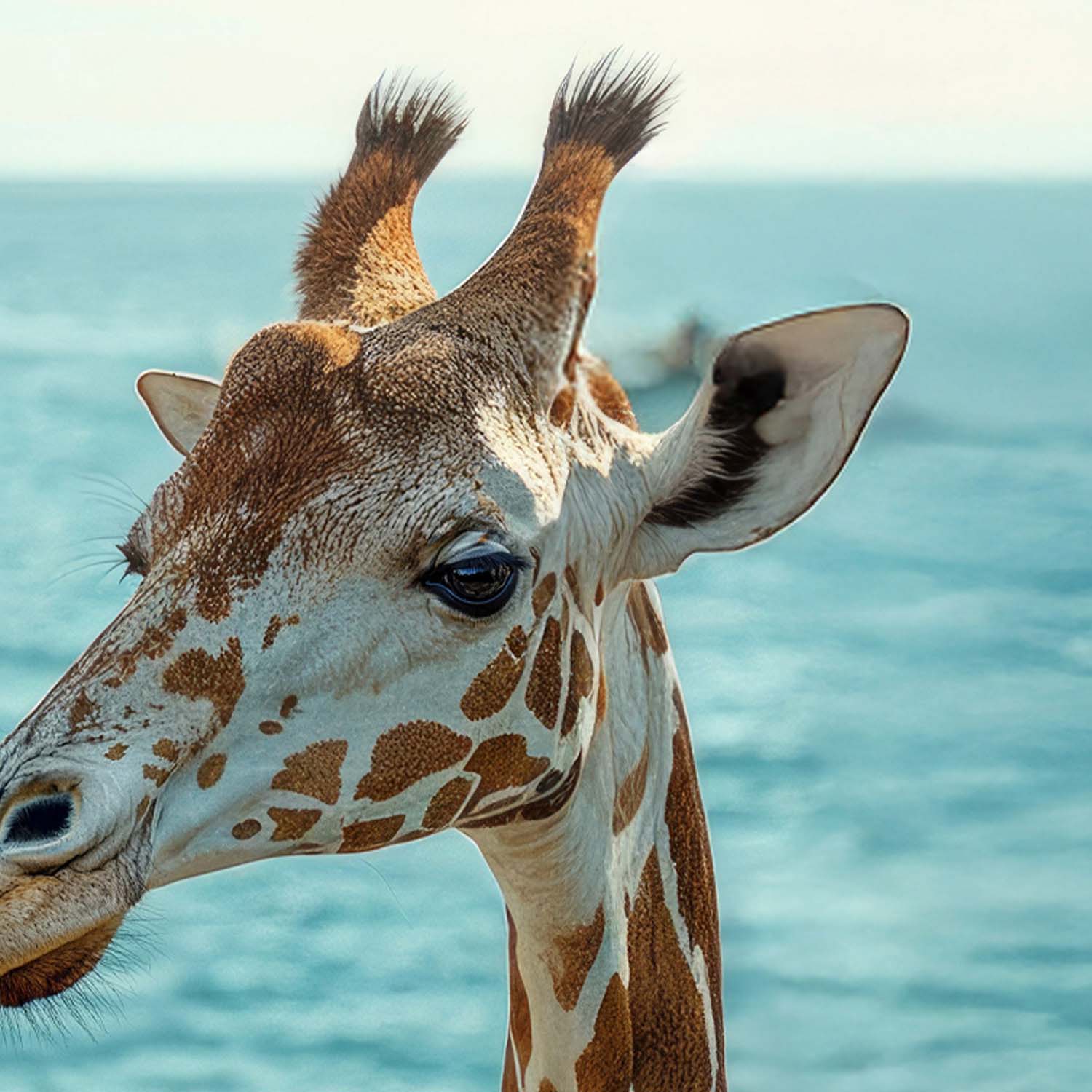 Extreme Close Up Detail Of Giraffe In Hot Tub