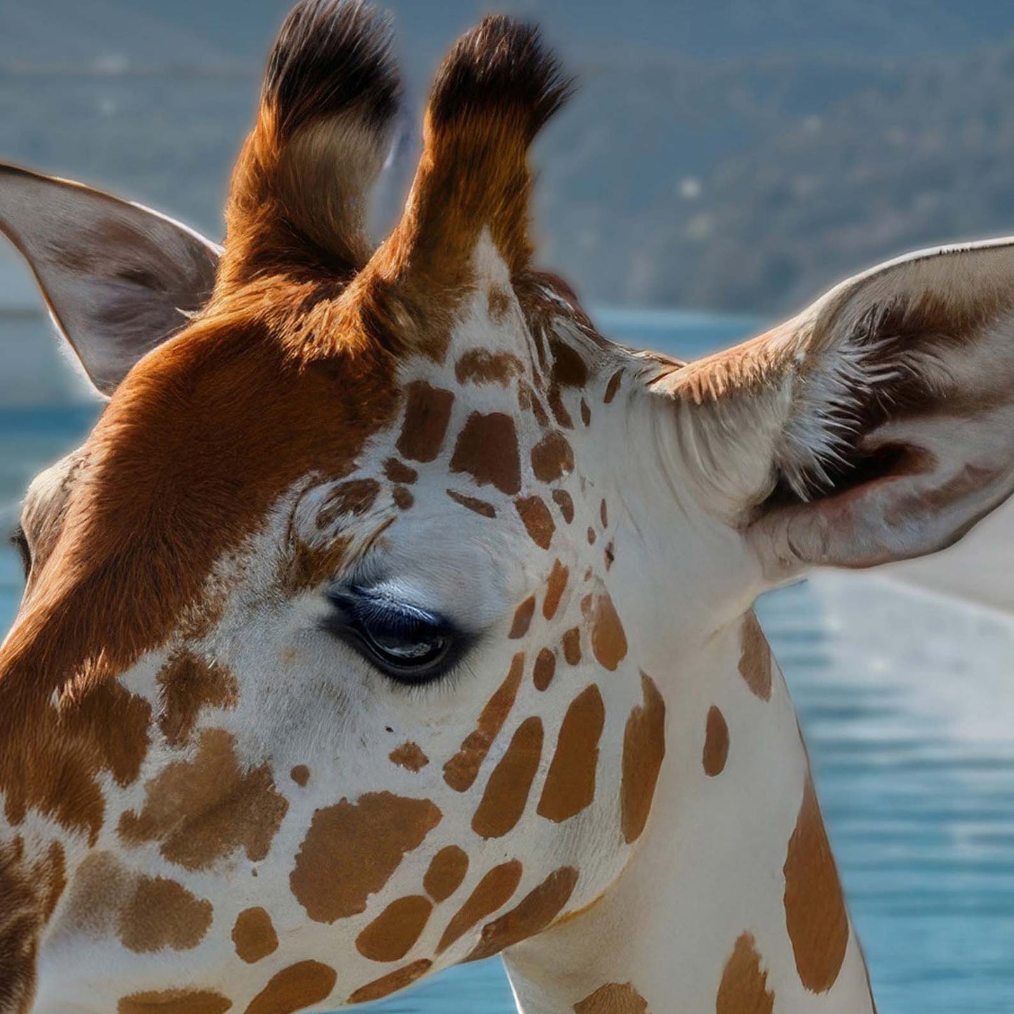 High Resolution Art Texture Of Giraffe In Infinity Pool