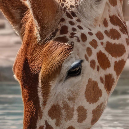 Extreme Close Up Detail Of Giraffe Poolside Drinks