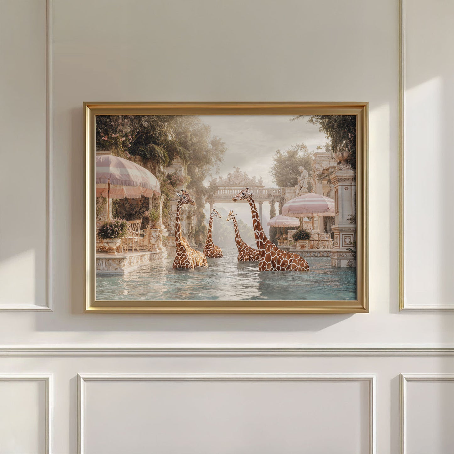 Giraffes In A Baroque Dream, Horizontal, Wall Art