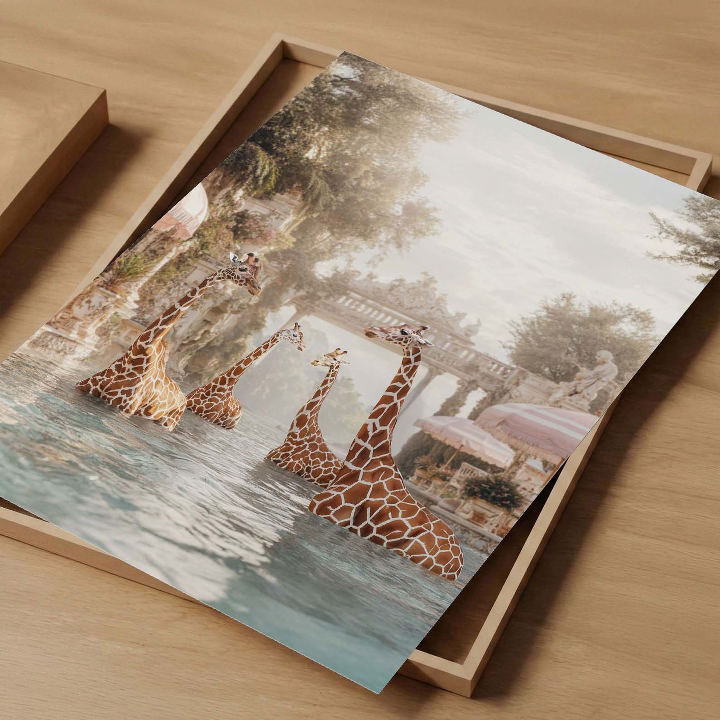 Giraffes In A Baroque Dream, Vertical, Art Print