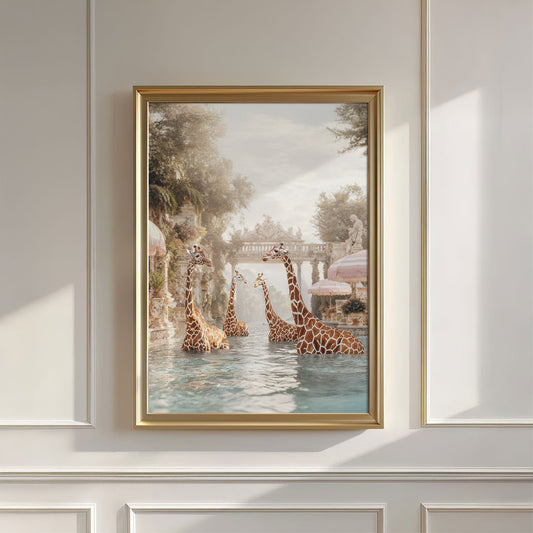 Giraffes In A Baroque Dream, Vertical, Wall Art