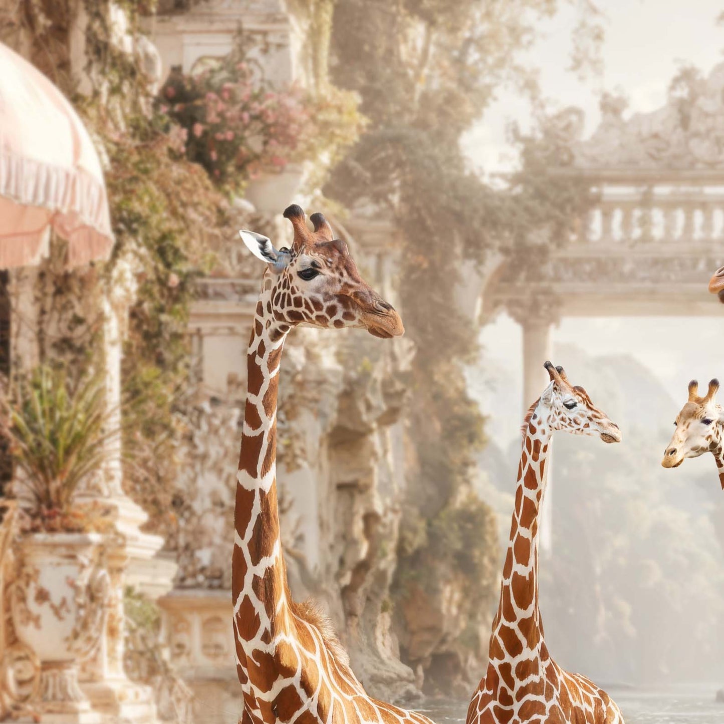 Extreme Close Up Detail Of Giraffes In A Baroque Dream