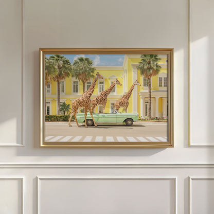 Giraffes On Vacation, Horizontal, Wall Art