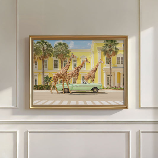 Giraffes On Vacation, Horizontal, Wall Art
