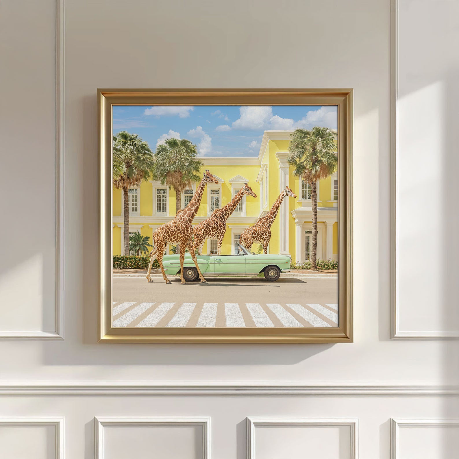 Giraffes On Vacation, Square, Wall Art