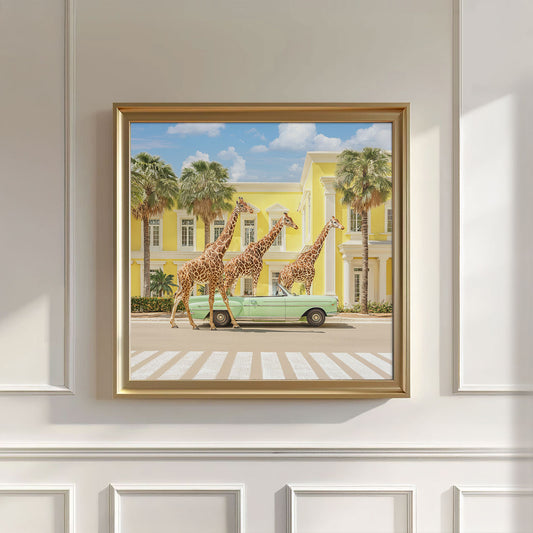 Giraffes On Vacation, Square, Wall Art