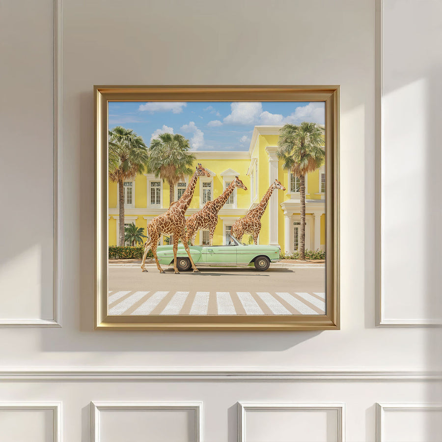 Giraffes On Vacation, Square, Wall Art