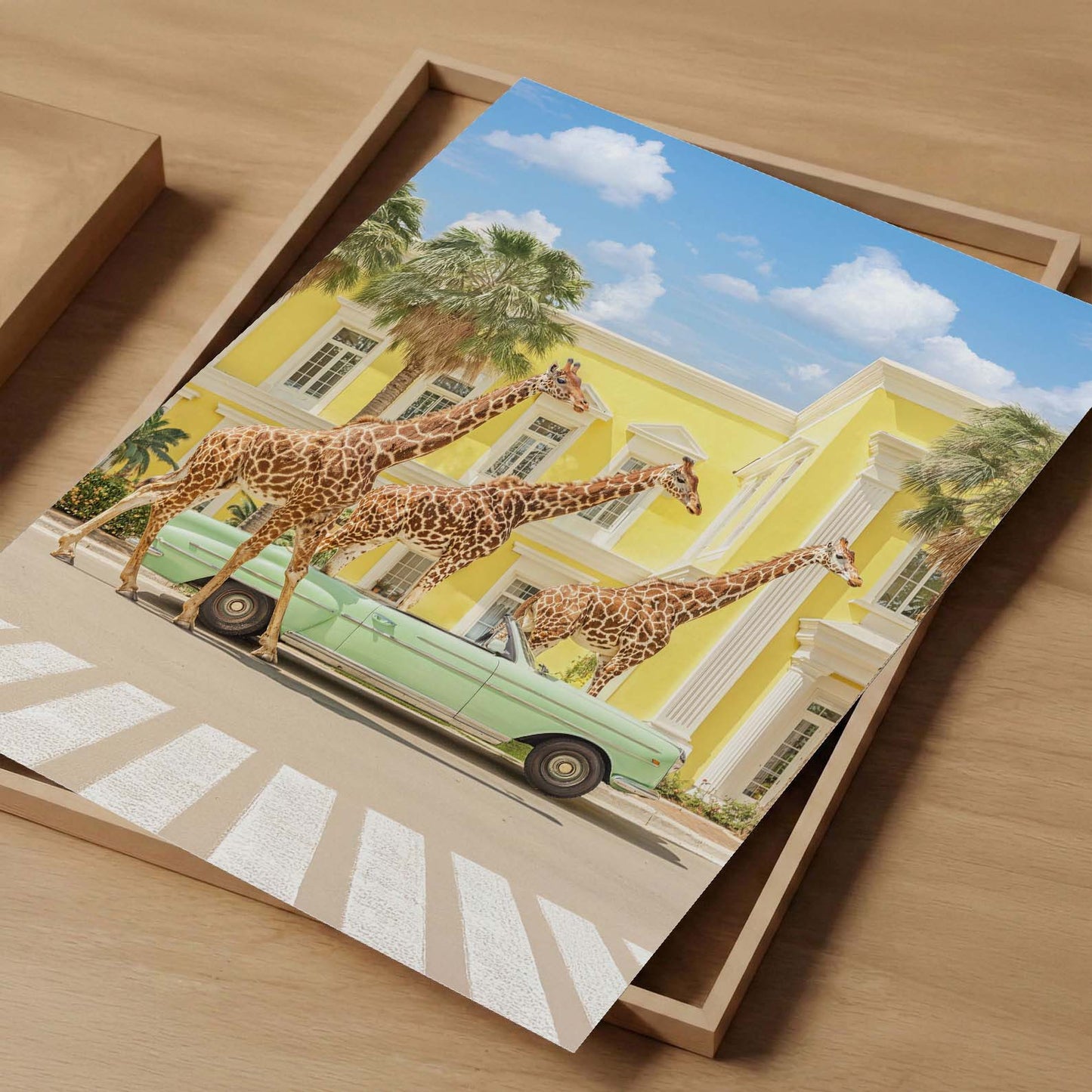 Giraffes On Vacation, Vertical, Art Print