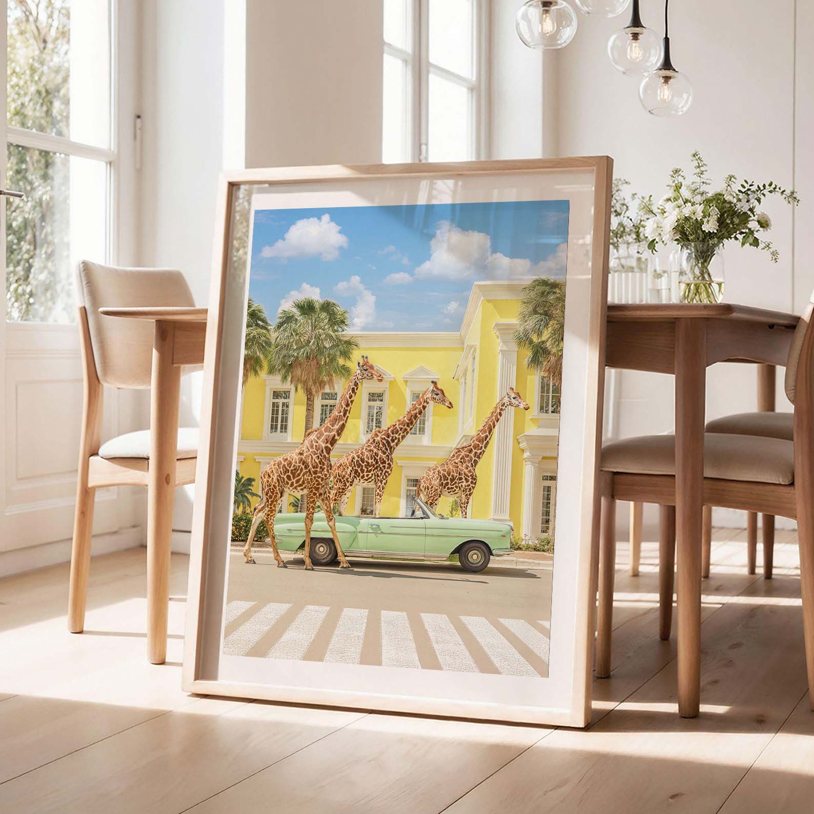 Giraffes On Vacation, Vertical, Framed Art