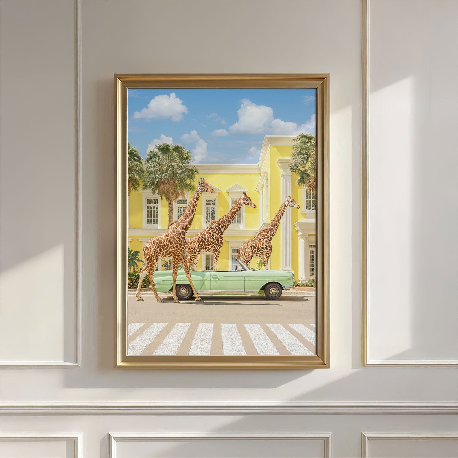 Giraffes On Vacation, Vertical, Wall Art