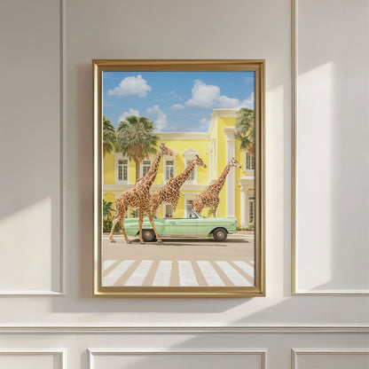 Giraffes On Vacation, Vertical, Wall Art