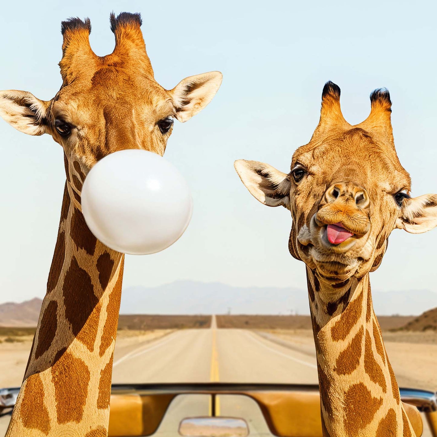 Extreme Close Up Detail Of Giraffes Road Trip