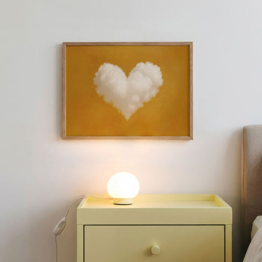 Heart Cloud · Amber Orange, Horizontal, Framed Art