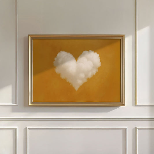 Heart Cloud · Amber Orange, Horizontal, Wall Art
