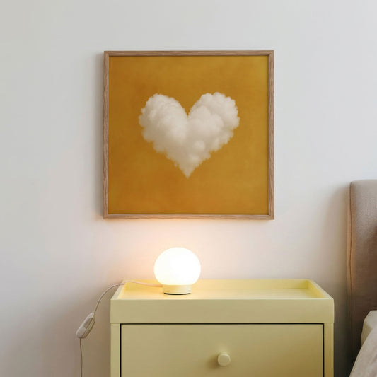 Heart Cloud · Amber Orange, Square, Framed Art