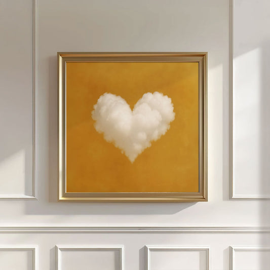 Heart Cloud · Amber Orange, Square, Wall Art