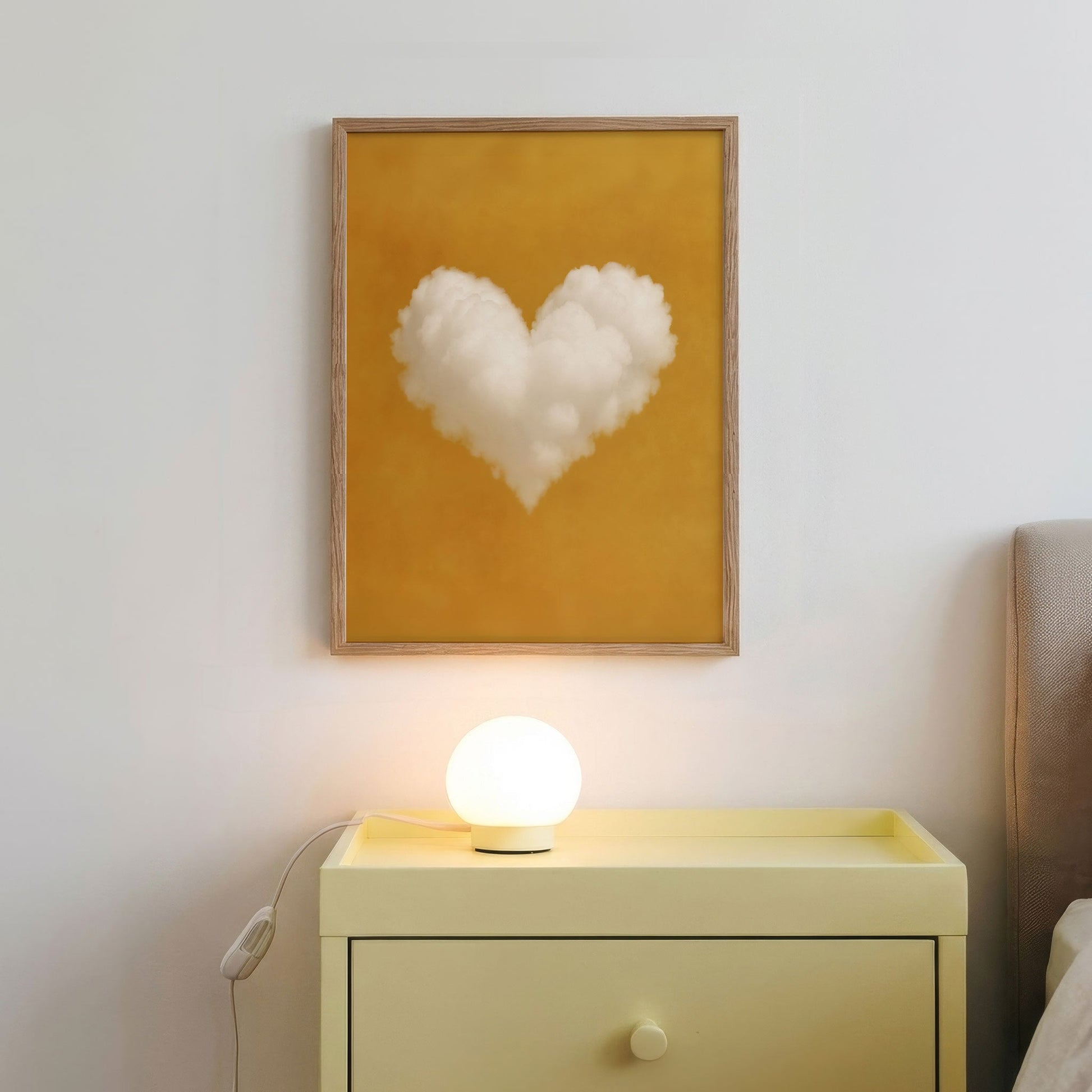 Heart Cloud · Amber Orange, Vertical, Framed Art