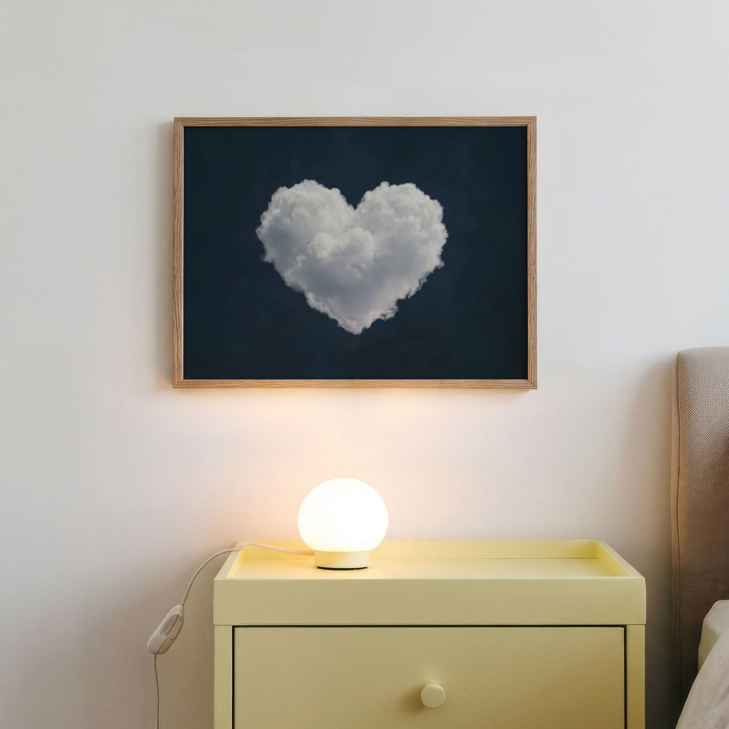 Heart Cloud · Blue, Horizontal, Framed Art