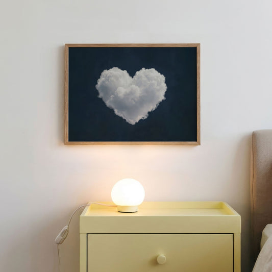 Heart Cloud · Blue, Horizontal, Framed Art
