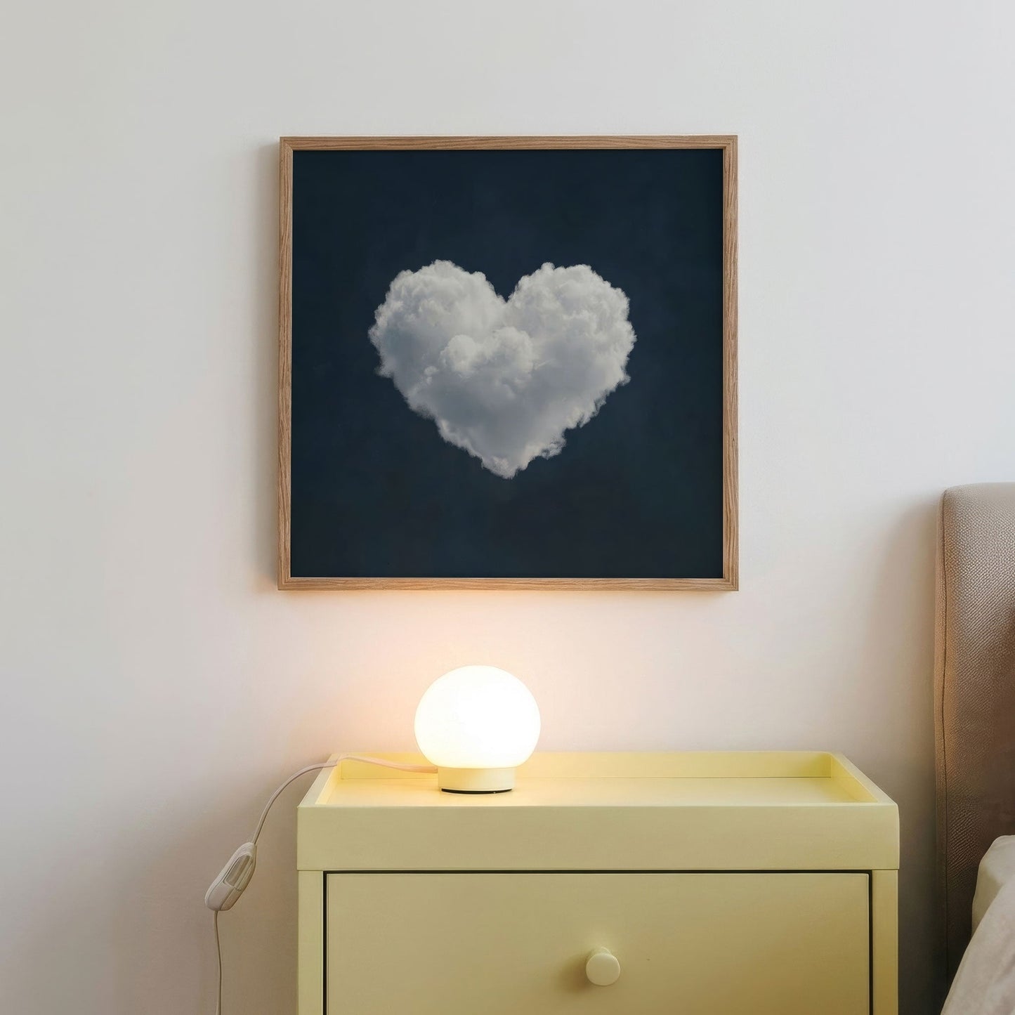 Heart Cloud · Blue, Square, Framed Art
