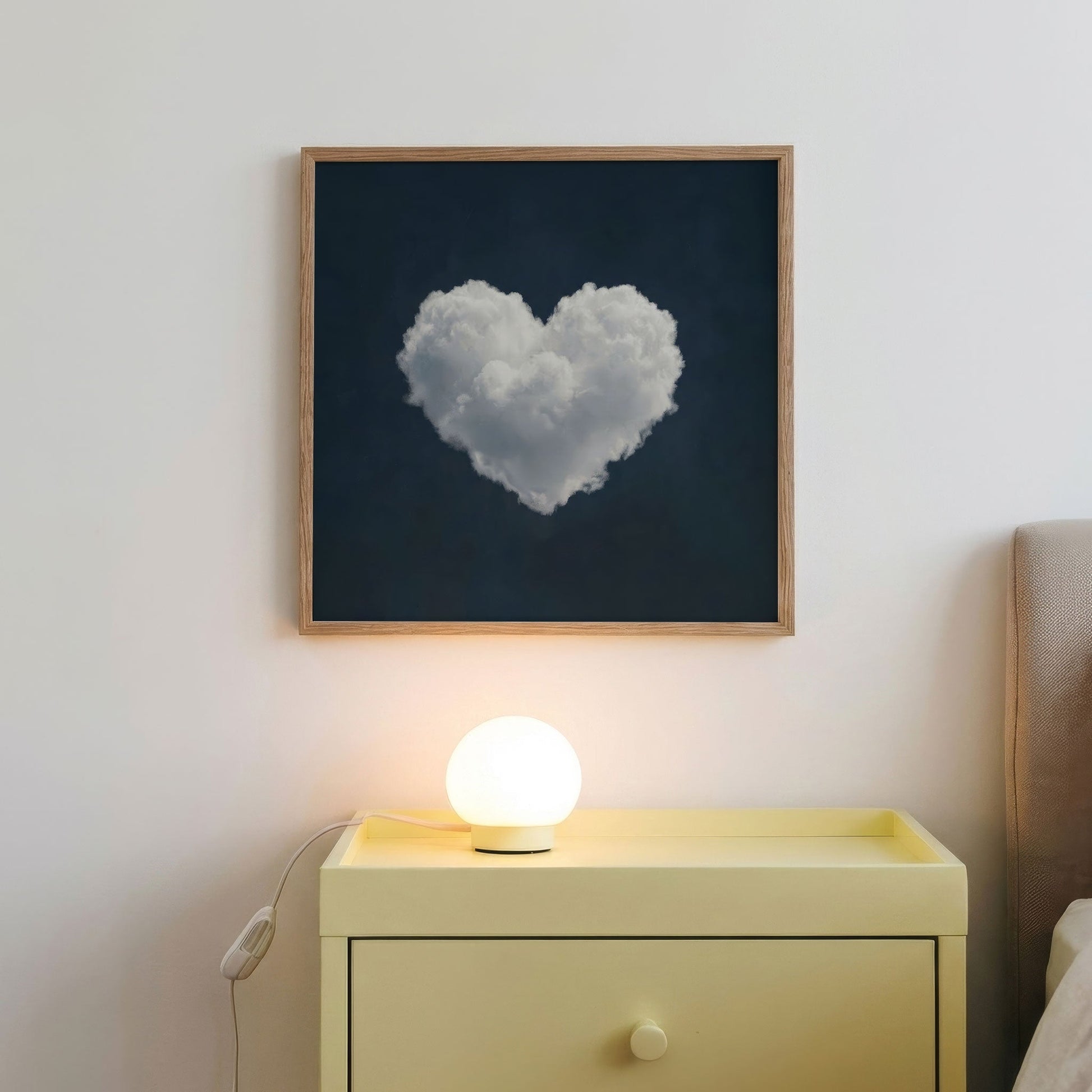 Heart Cloud · Blue, Square, Framed Art