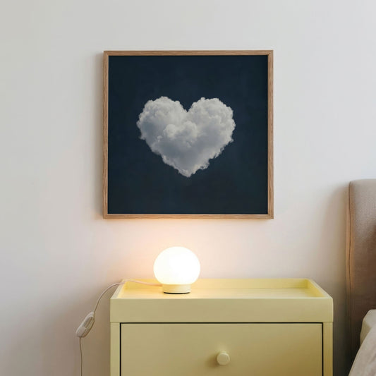 Heart Cloud · Blue, Square, Framed Art