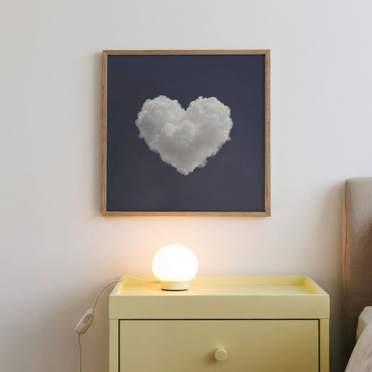 Heart Cloud · Charcoal Grey, Square, Framed Art