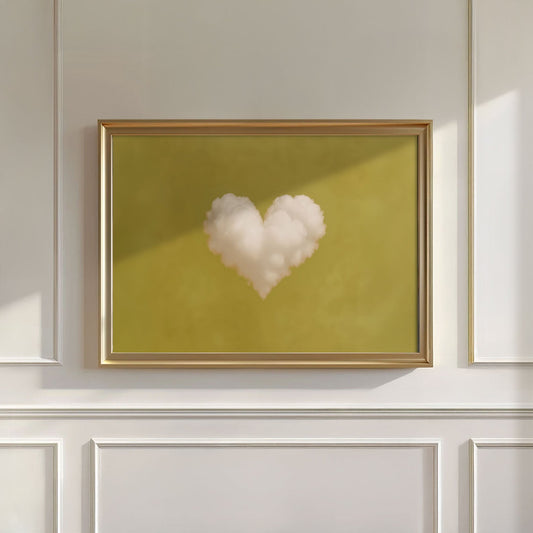 Heart Cloud · Mustard Yellow, Horizontal, Wall Art