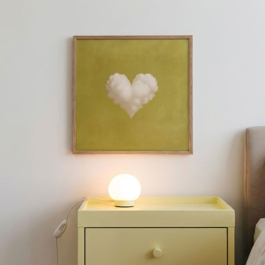 Heart Cloud · Mustard Yellow, Square, Framed Art